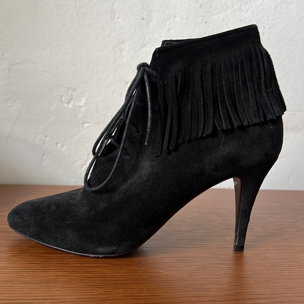Saint Laurent Fringe Black Suede Boot 37.5